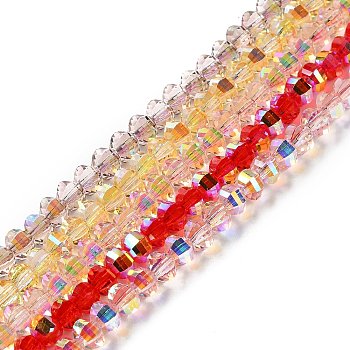 Transparent Electroplate Glass Beads Strands, AB Color, Faceted Lantern, Mixed Color, 6x4.5mm, Hole: 1.4mm, about 98pcs/strand, 17.72''(45cm)