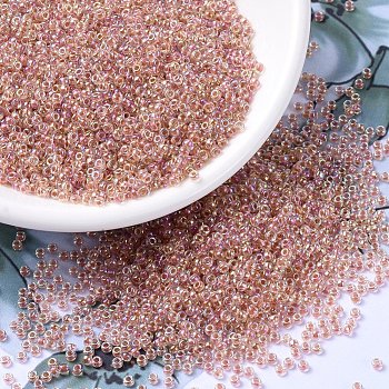 MIYUKI Round Rocailles Beads, Japanese Seed Beads, (RR275) Dark Peach Lined Crystal AB, 11/0, 2x1.3mm, Hole: 0.8mm, about 1100pcs/bottle, 10g/bottle