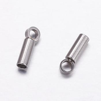 304 Stainless Steel Cord Ends, End Caps, Stainless Steel Color, 7.5x2mm, Hole: 1.5mm, Inner Diameter: 1.5mm