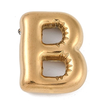 Ion Plating(IP) 304 Stainless Steel Pendants, Real 18K Gold Plated, Letter B, 18.5x14.5x5mm, Hole: 2.5mm