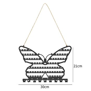 Metal Hang Earring Rack, Earrings Display Stand, Butterfly, Black, 30x21cm