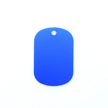 Colored Aluminum Pendants, Laser Cut, Double Sided Dog Pet Name Phone Number ID Tag Charm, Oval, Blue, 38x25x1mm, Hole: 3.5mm