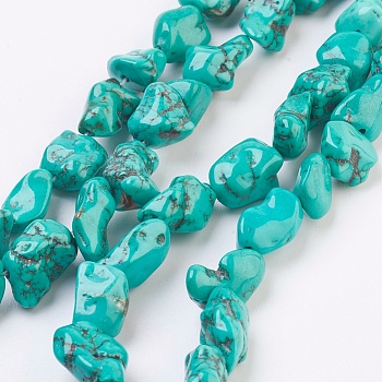 Natural Magnesite Beads Strands, Dyed & Heated, Chips, 8~16x5~11mm, Hole: 0.5mm, 15.3 inch