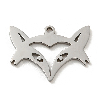 201 Stainless Steel Pendants, Laser Cut, Fox, Stainless Steel Color, 12.5x17x1mm, Hole: 1.2mm