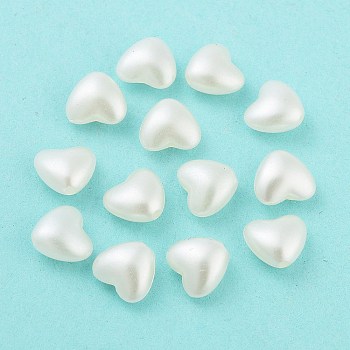 ABS Plastic Imitation Pearl Bead, Heart, White, 9x10x5.5mm, Hole: 1.5mm, about 2053pcs/500g