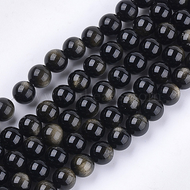 Round Golden Sheen Obsidian Beads