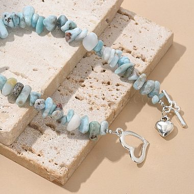 Natural Larimar Beaded Bracelets(X-BJEW-JB02681-01)-2