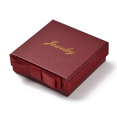 Dark Red Square Paper Jewelry Box