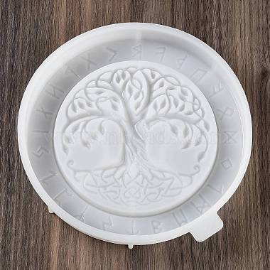 Flat Round with Tree of Life & Runes DIY Wall Decoration Silicone Molds(SIL-F007-04)-2