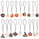 Craspire 18 Stück 18 Stile Handy-Armband-Anhänger Halloween-Emaille-Anhänger hängender Schlüsselanhänger für Frauen(AJEW-CP0005-59)-1