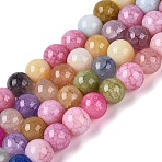 Ombre Effect Opaque & Imitation Jade Crackle Glass Beads Strands, Round, Dyed, Mixed Color, 6~6.5mm, Hole: 0.8~1mm, about 138~146pcs/strand, 29.92~31.89 inch(76~81cm)(GLAA-Q106-01A-M)
