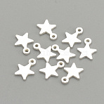 925 Sterling Silver Charms, Star, Silver, 7.5x6x0.5mm, Hole: 0.8mm(STER-S002-30S)