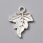 Autumn Theme Alloy Cabochon Setting Pendants for Enamel, Maple Leaf, Silver, 25~25.5x19.5x2mm, Hole: 2.7mm(FIND-WH0110-177S)