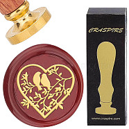 Brass Wax Seal Stamps with Rosewood Handle, for DIY Scrapbooking, Heart Pattern, 25mm(AJEW-WH0412-0053)