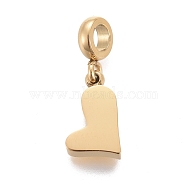 304 Stainless Steel Charms, with Tube Bails, Manual Polishing, Heart, Golden, 15mm, Pendant: 9.5x5.5x1.8mm, Hole: 2.5mm(STAS-F259-025G)
