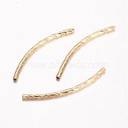 Brass Tube Beads, Curved, Cadmium Free & Nickel Free & Lead Free, Real 18K Gold Plated, 30~35x2mm, Hole: 1mm(KK-D519-01G-NR)
