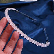 Natural Rose Quartz Hair Bands, Metal Hair Hoop, for Women Girls, 150x130x6mm(PW-WG54964-10)