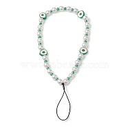 Fruits Polymer Clay & Imitated Pearl & Glass Beaded Mobile Straps, Braided Nylon Thread Mobile Accessories Decoration, Avocado, 19.5~20cm, Pendants: 11x9x4.5mm(HJEW-JM01641-02)