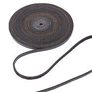 Flat Leather Jewelry Cord, Jewelry DIY Making Material, Black, 5x2mm, about 5.47 Yards(5m)/Roll(WL-GF0001-07B-03)