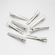 Iron Alligator Hair Clip Findings, Platinum, 56x8x11mm(IFIN-A171-08D-02)