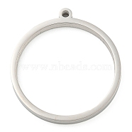 Non-Tarnish 304 Stainless Steel Laser Cut Pendants, Ring Charm, Stainless Steel Color, 32.5x30x3mm, Hole: 2mm(STAS-U009-06E-01)