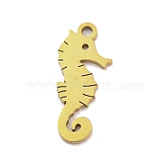 201 Stainless Steel Pendants, Laser Cut, Sea Animal Charm, Golden, Sea Horse, 18.5x8x1mm, Hole: 1.5mm(STAS-U016-08G-05)