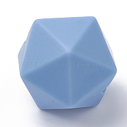 Food Grade Eco-Friendly Silicone Focal Beads, Chewing Beads For Teethers, DIY Nursing Necklaces Making, Icosahedron, Cornflower Blue, 16.5x16.5x16.5mm, Hole: 2mm(SIL-T048-14mm-52)