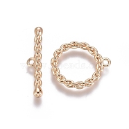 Brass Toggle Clasps, with Junp Rings, for DIY Jewelry Making, Real 18K Gold Plated, Rinig: 14x2mm, Bar: 20.5x4x2, Hole: 1.2mm(KK-G381-07G)