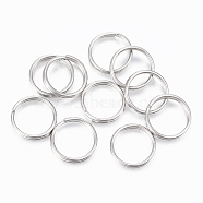 304 Stainless Steel Split Rings, Double Loops Jump Rings, Stainless Steel Color, 10x1.5mm, about 8.5mm inner diameter(STAS-H413-06P-A)