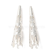 Brass Bead Cones, 925 Sterling Silver Plated, 40.5x8.5mm, Hole: 1.2mm(KK-P259-01S)