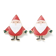 Christmas Themed Alloy Enamel Brooches, Enamel Pin, with Clutches, Santa Claus, Colorful, 39x34.5x7mm, Pin: 0.7mm(JEWB-A001-09)