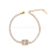 Elegant European Stainless Steel Pave Clear Cubic Zirconia Link Bracelets for Women(PD8073-6)