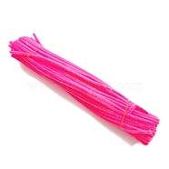 DIY Plush Sticks, with Iron Core, Pipe Cleaners, Kid Craft Material, Deep Pink, 300mm, 100pcs/set(PW-WG53797-22)