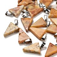 Natural Crazy Agate Pendants, with 201 Stainless Steel Finding, Triangle, 24x15x5mm, Hole: 3x7.5mm(G-B127-04P-14)