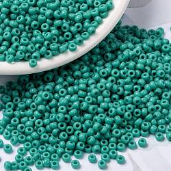 MIYUKI Round Rocailles Beads, Japanese Seed Beads, 8/0, (RR412) Opaque Turquoise Green, 8/0, 3mm, Hole: 1mm, about 422~455pcs/10g(X-SEED-G008-RR0412)