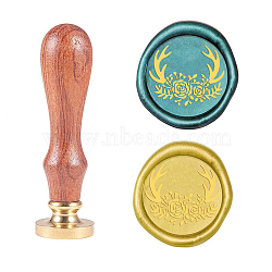 Wax Seal Stamp Set, Sealing Wax Stamp Solid Brass Head,  Wood Handle Retro Brass Stamp Kit Removable, for Envelopes Invitations, Gift Card, Deer, 80x22mm(AJEW-WH0131-726)