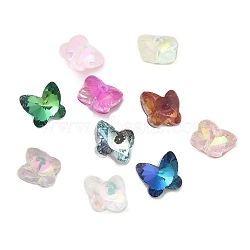 Pointed Back Glass Rhinestone Cabochons,  Faceted, Butterfly, Mixed Color, 9x10x5~6mm(GLAA-B012-69)