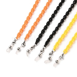 Eyeglasses Chains, Neck Strap for Eyeglasses, with Opaque Acrylic Cable Chains, 304 Stainless Steel Lobster Claw Clasps and Rubber Loop Ends, Stainless Steel Color, Mixed Color, 31.50 inch(80cm)(AJEW-EH00247-01)