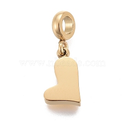 Ion Plating(IP) 304 Stainless Steel Charms, with Tube Bails, Manual Polishing, Heart, Golden, 15mm, Pendant: 9.5x5.5x1.8mm, Hole: 2.5mm(STAS-F259-025G)