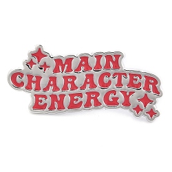 Word Main Character Energy Enamel Pins, Alloy Brooches for Backpack Clothes, Red, 16x30.5mm(JEWB-D279-02P)