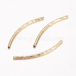 Brass Tube Beads, Curved, Cadmium Free & Nickel Free & Lead Free, Real 18K Gold Plated, 30~35x2mm, Hole: 1mm(KK-D519-01G-NR)