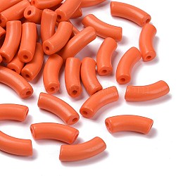 Opaque Acrylic Beads, Curved Tube, Dark Salmon, 34.5x13x11mm, Hole: 3.5mm, about 155pcs/500g(SACR-S677-026)