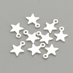 925 Sterling Silver Charms, Star, Silver, 7.5x6x0.5mm, Hole: 0.8mm(STER-S002-30S)