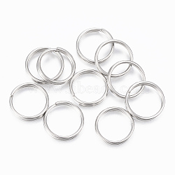 Tarnish Resistant 304 Stainless Steel Split Rings, Double Loops Jump Rings, Stainless Steel Color, 10x1.5mm, about 8.5mm inner diameter(STAS-H413-06P-A)