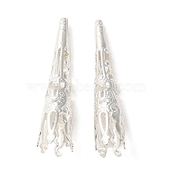 Brass Bead Cones, 925 Sterling Silver Plated, 40.5x8.5mm, Hole: 1.2mm(KK-P259-01S)