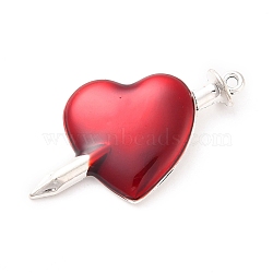 Halloween Alloy Enamel Pendants, Heart with Kinfe, Platinum, 37x22x3mm, Hole: 1.6mm(ENAM-A137-11P)