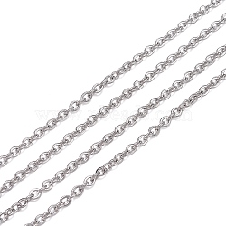 304 Stainless Steel Rolo Chains, Belcher Chain, Soldered, with Spool, Stainless Steel Color, 3x2.5x0.5mm, about 82.02 Feet(25m)/roll(STAS-O076-09)