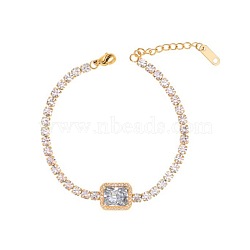 Elegant European Stainless Steel Pave Clear Cubic Zirconia Link Bracelets for Women(PD8073-6)