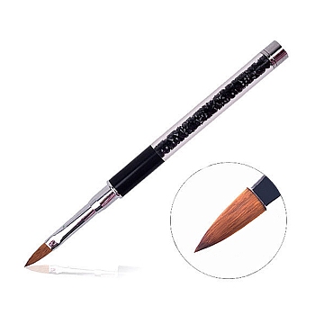 Rhinestone Nail Art Liner Brush, Plastic Fine Detail Brush with Protective Tube for Manicure, Black, 14.4~15.25x1cm