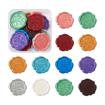 20Pcs 10 Colors Adhesive Wax Seal Stickers, For Envelope Seal, Word Love, Mixed Color, 33.4x33.4x2.2mm, 2pcs/color